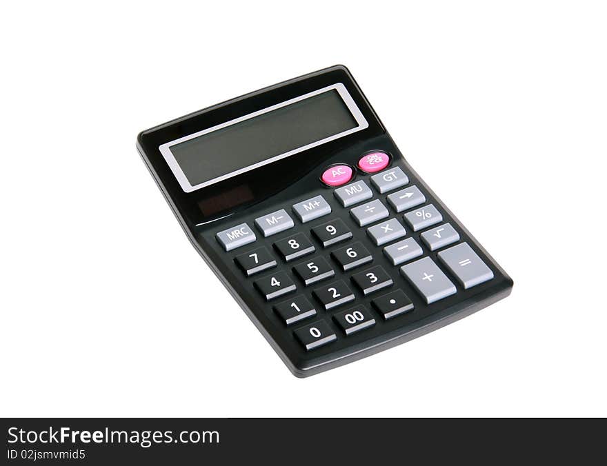 A small calculator isolated on a white background.