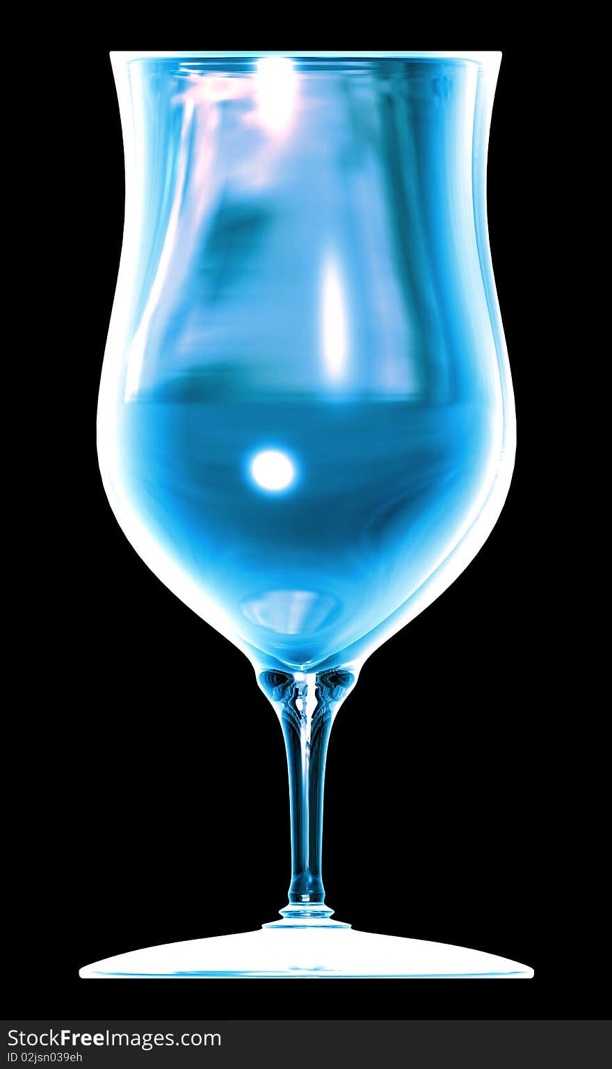 Blue glass on the black background