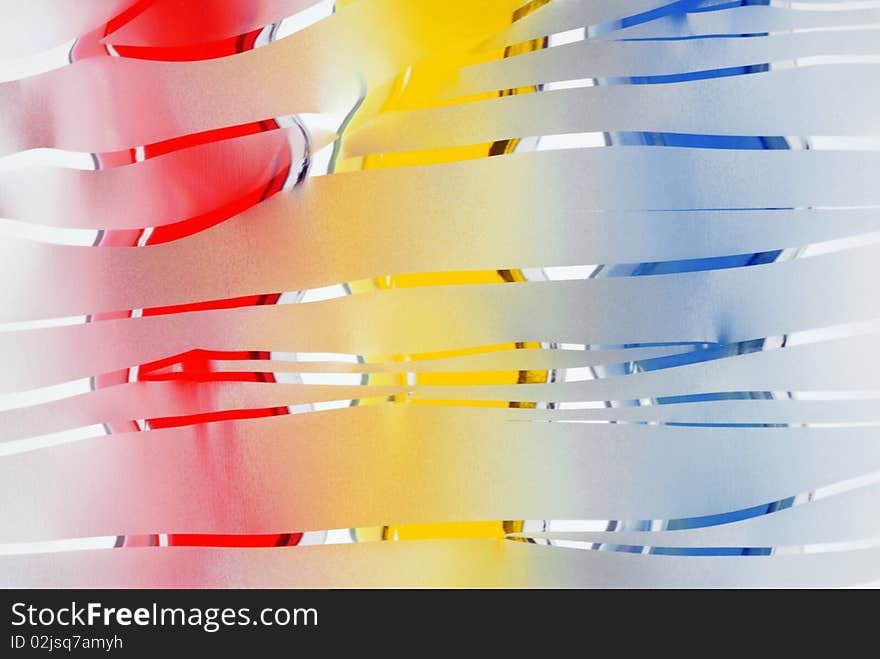 Three colour bottles behind a rainy window. Three colour bottles behind a rainy window