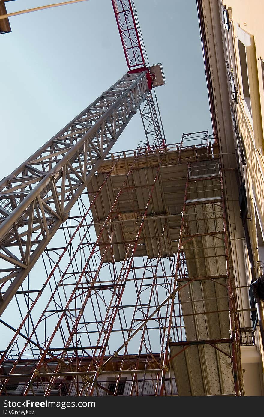 Crane and scaffold