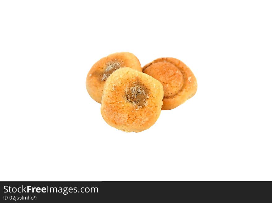 Home made Cookies with coconut and sesame oil isolated on white background