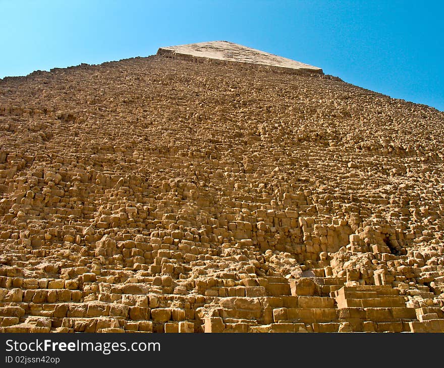 Close view of the Khafre Pyramid, at Giza, Egypt. Close view of the Khafre Pyramid, at Giza, Egypt