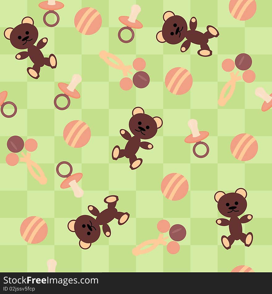 Seamless children's background with toys