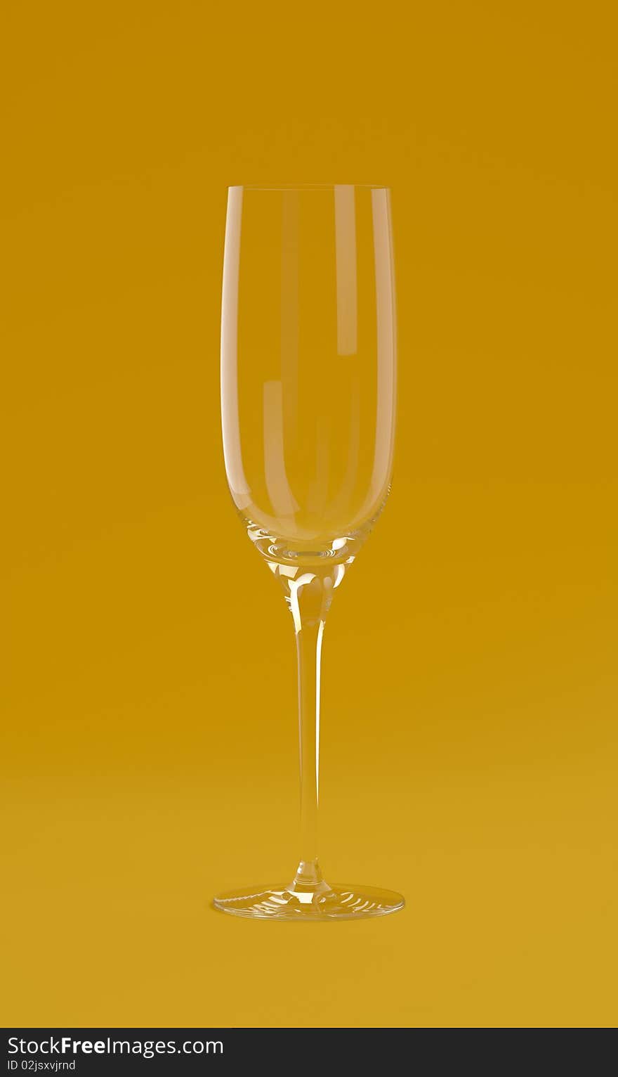 Empty glass of champagne on yellow