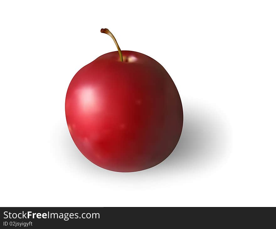 Ripe plum on white background. Vector illustration. Mesh is used