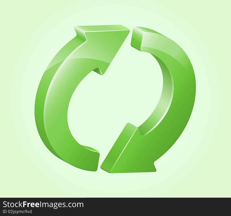 Green recycling-refreshing symbol. Vector illustration. Green recycling-refreshing symbol. Vector illustration