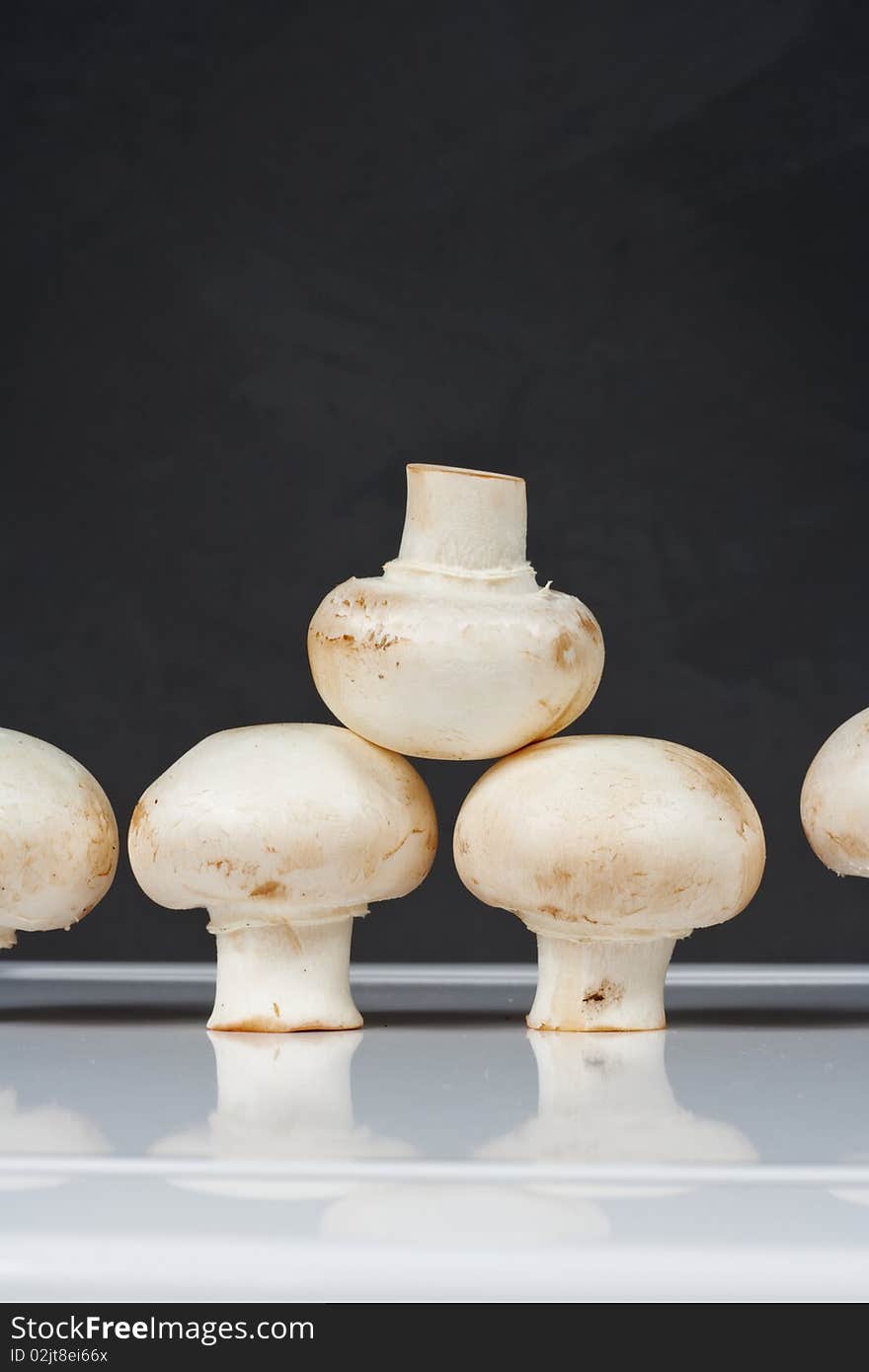 Fresh mushrooms on a white table