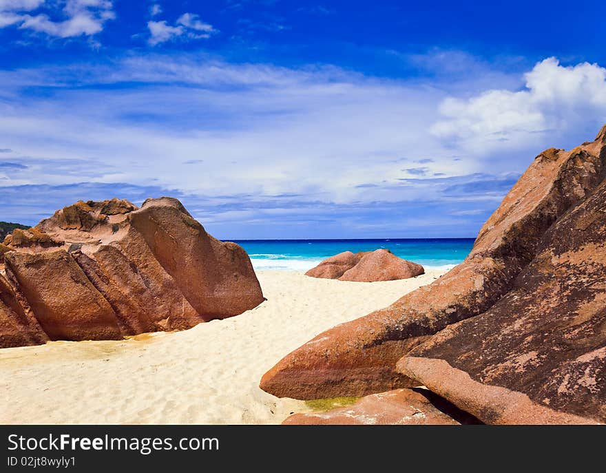 Stones on tropical beach - nature background