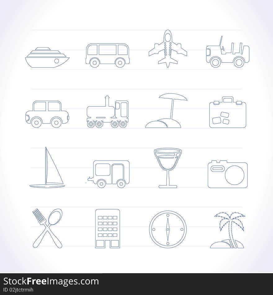 Travel, transportation, tourism and holiday icons - icon set