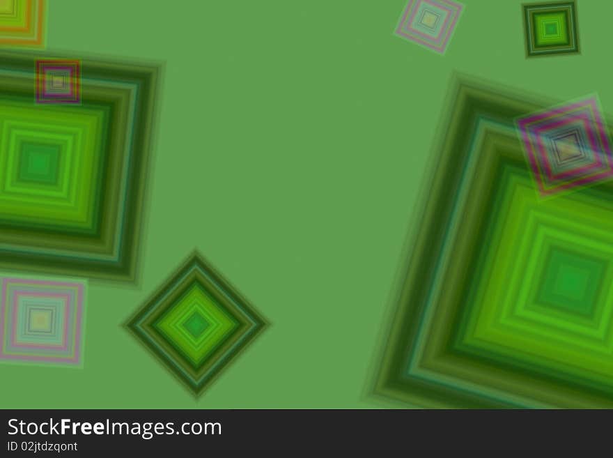 Abstract colorful sqaures on green background. Abstract colorful sqaures on green background