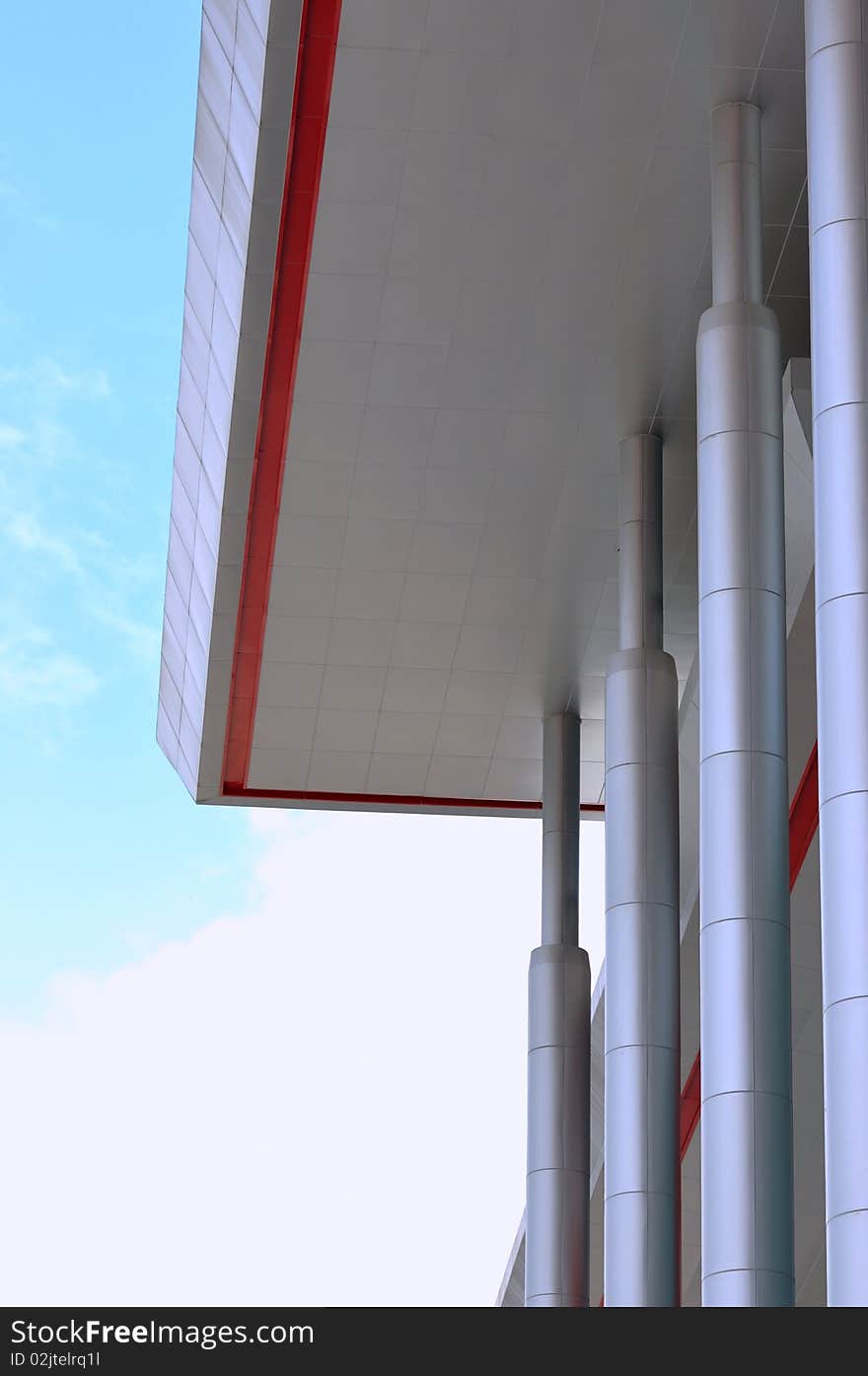 Roof and pole of moder building