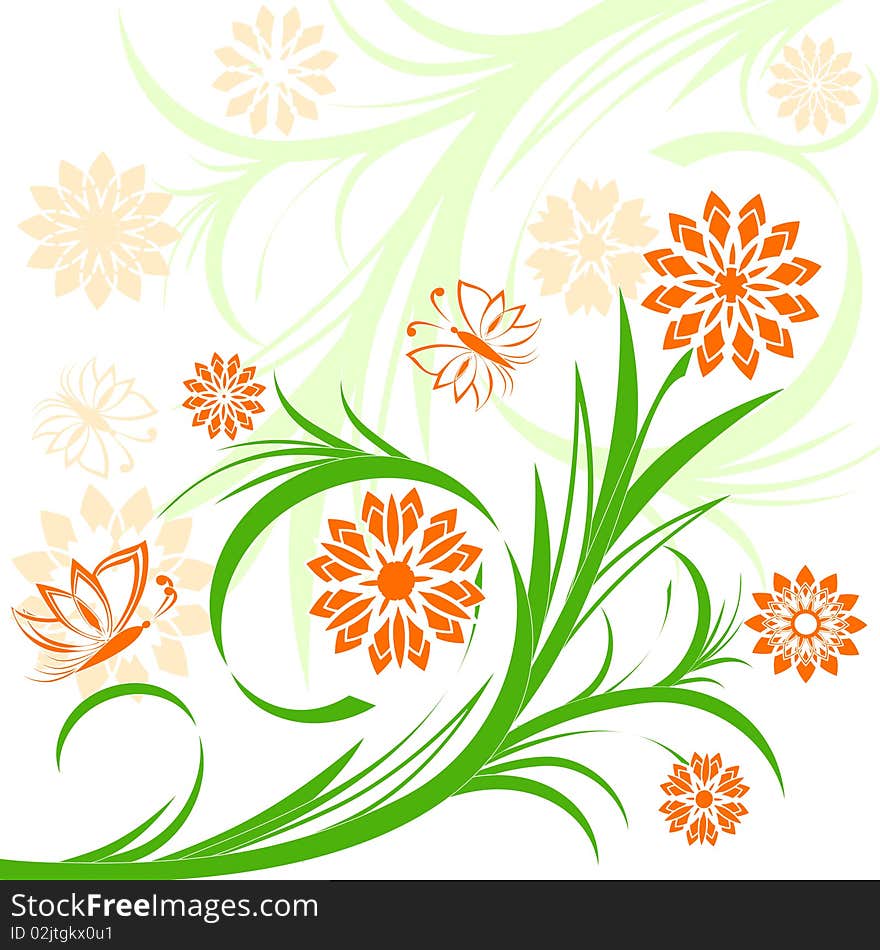 Vector illustration of a floral ornament on white background