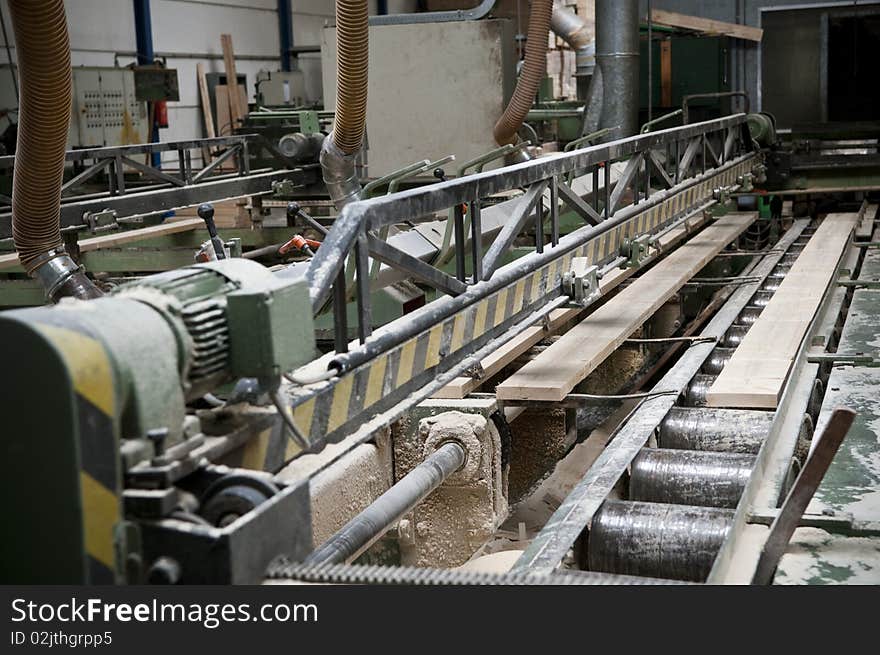 Production line in a sawmill. Production line in a sawmill