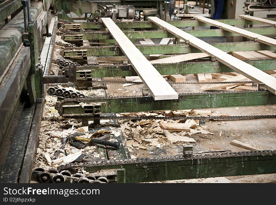 Production line in a sawmill. Production line in a sawmill