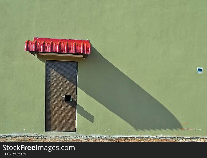 Steel door and wall of a building