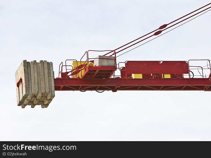 Back end of the crane  with counter wights