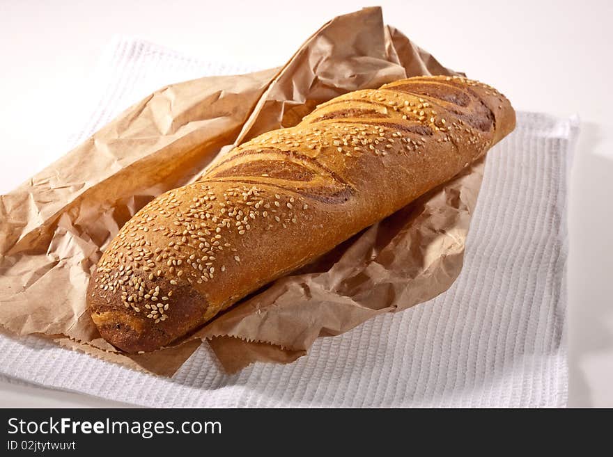 Food series: stripped sliced bread on the plate