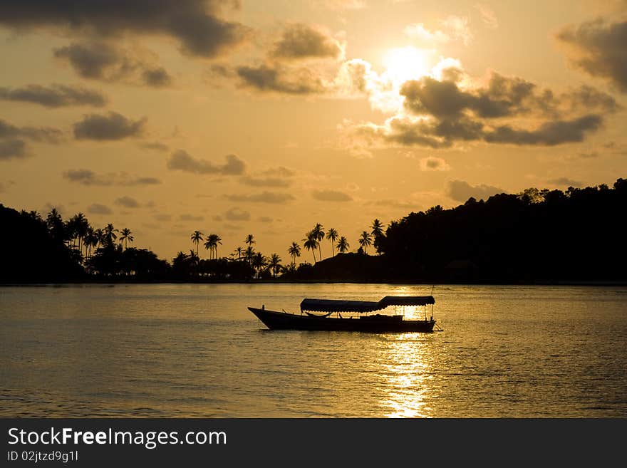 Sunset over the beach.