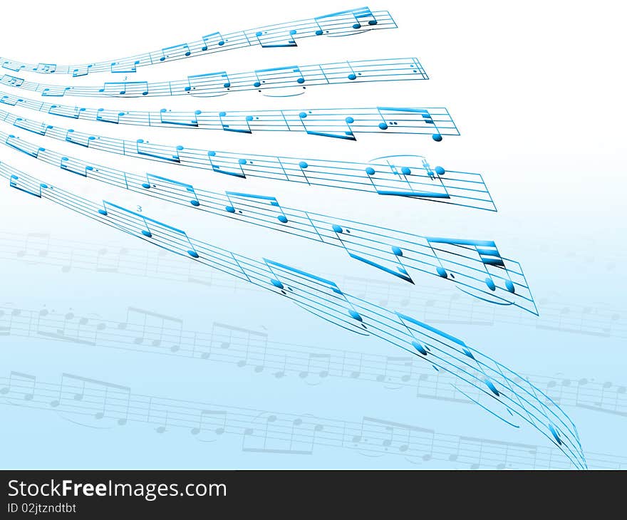 Illustration showing distorted sheet music for backgrounds