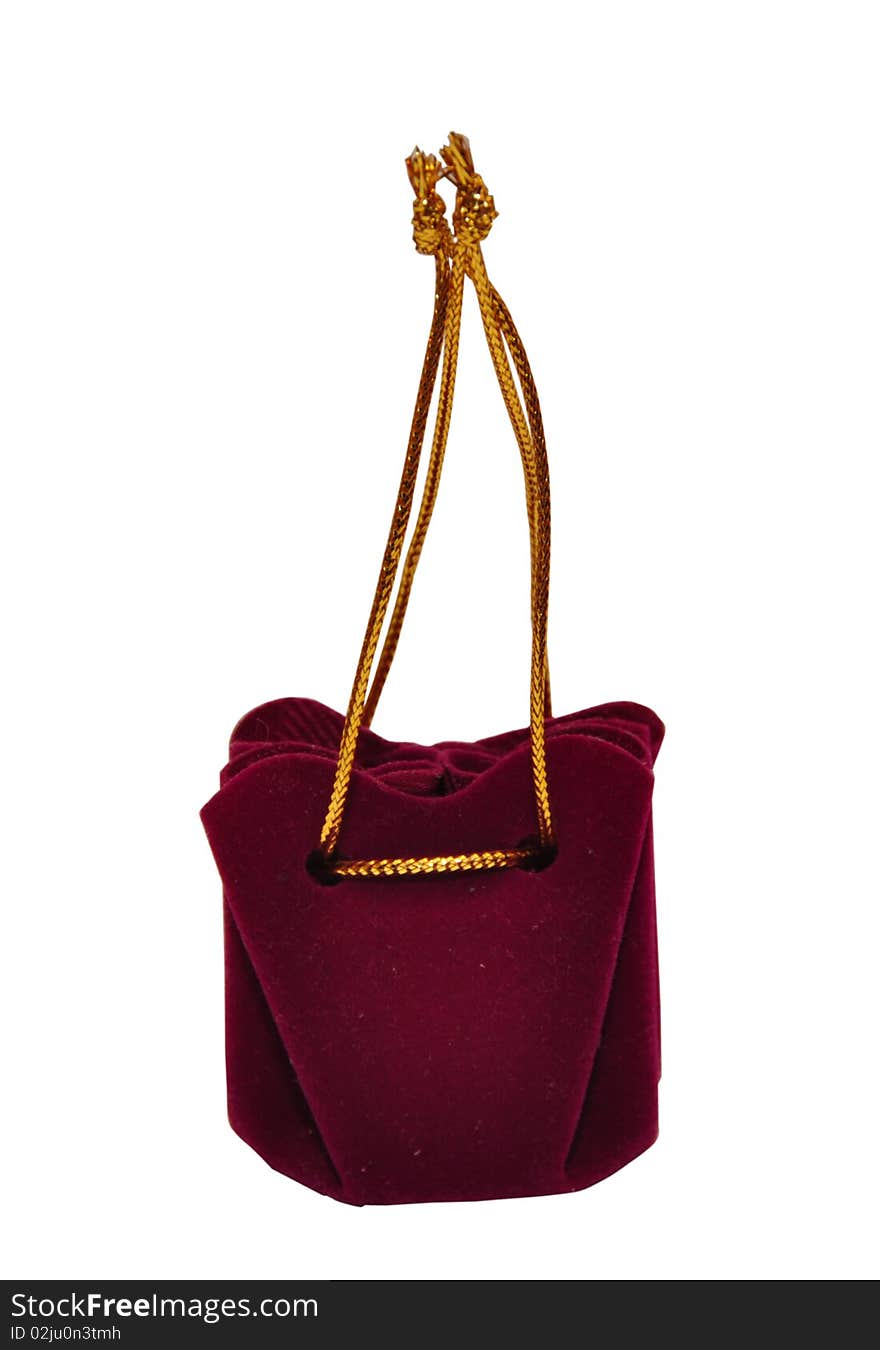 Claret handbag for gifts on a white background. Claret handbag for gifts on a white background