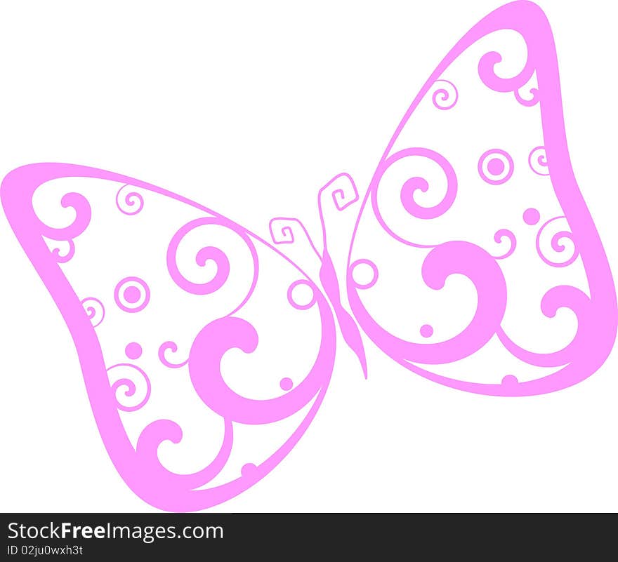 Butterflies with an abstract pattern on the wings isolated on white background. Butterflies with an abstract pattern on the wings isolated on white background