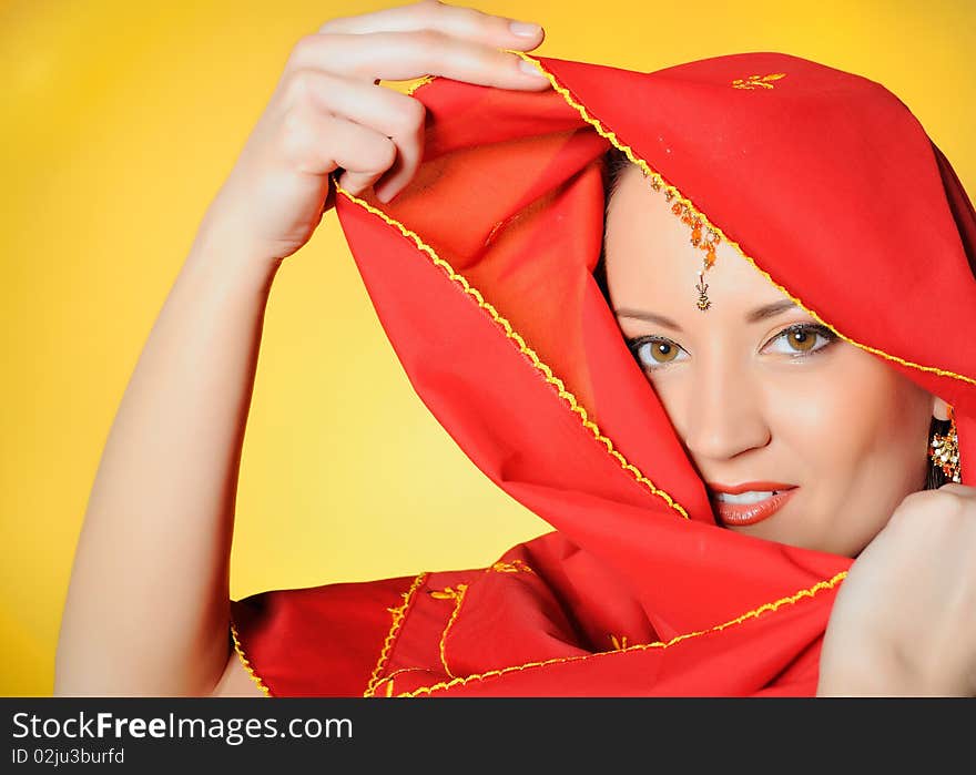 Young beautiful indian traditional woman eyes