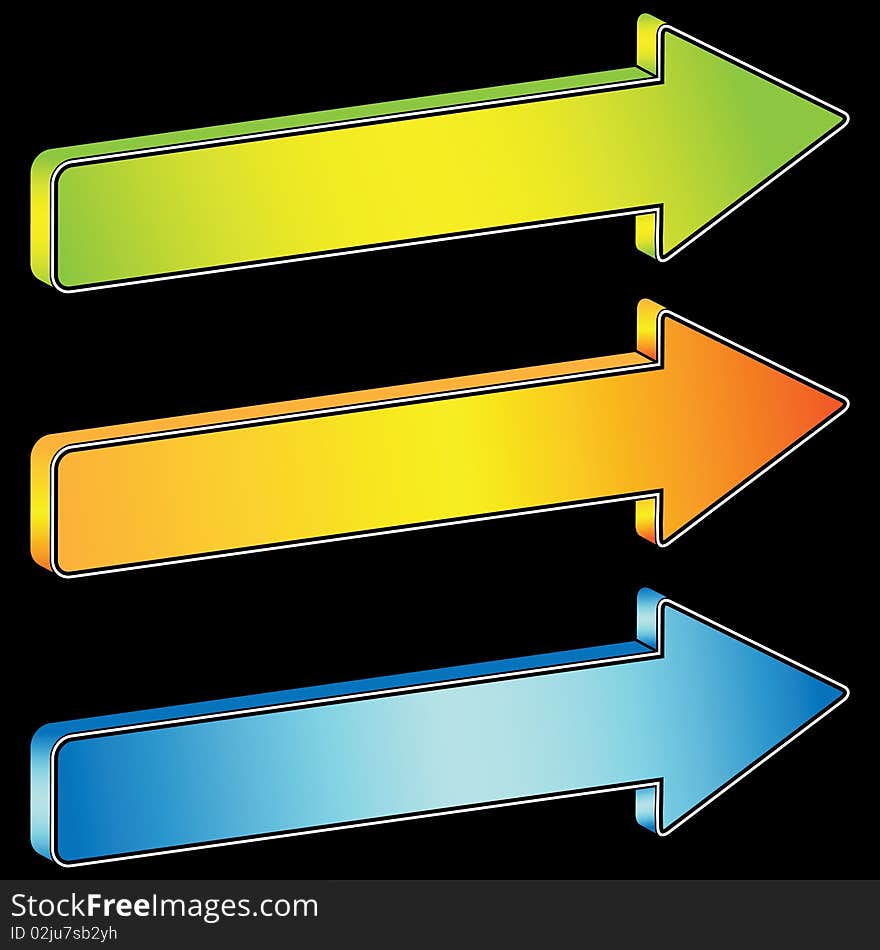 Abstract illustration with the image 3D arrows on a black background. Abstract illustration with the image 3D arrows on a black background.