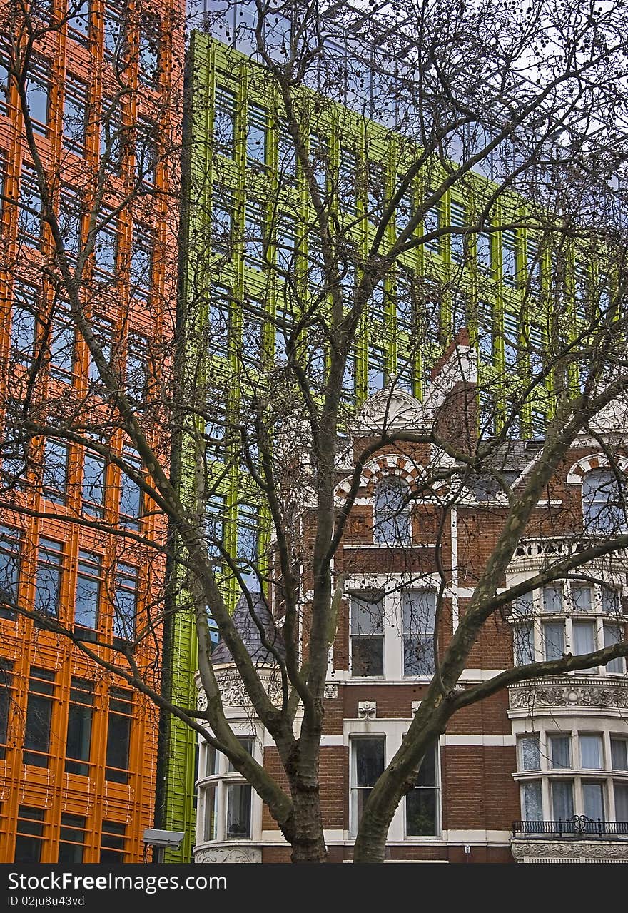 Modern and old buildings in london