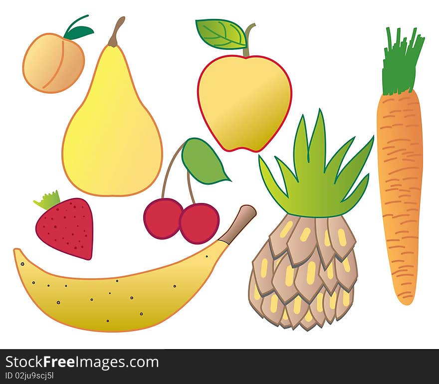 Vegetables and fresh fruits drawings. Vegetables and fresh fruits drawings