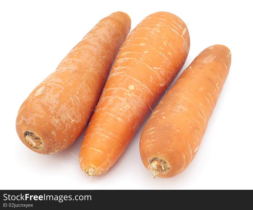 Orange carrots on white background