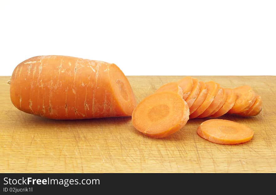 Chopped carrot on the board