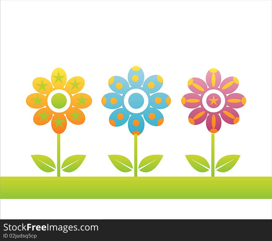 Colorful background with cute flowers. Colorful background with cute flowers