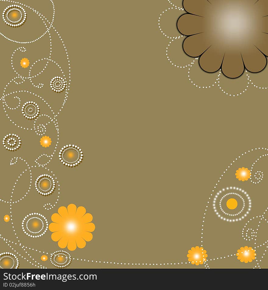 Abstract Illustration With Circles And Flowers