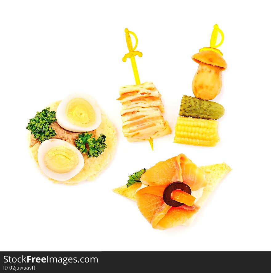 Fresh sandwiches on white background