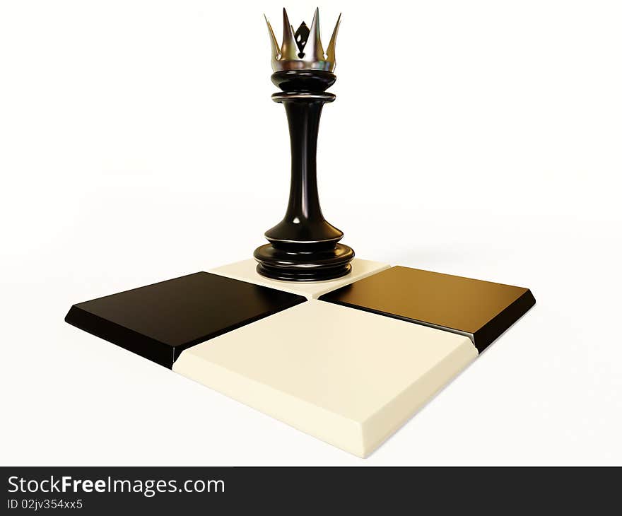 Figure king in gold crown on chess board. Figure king in gold crown on chess board