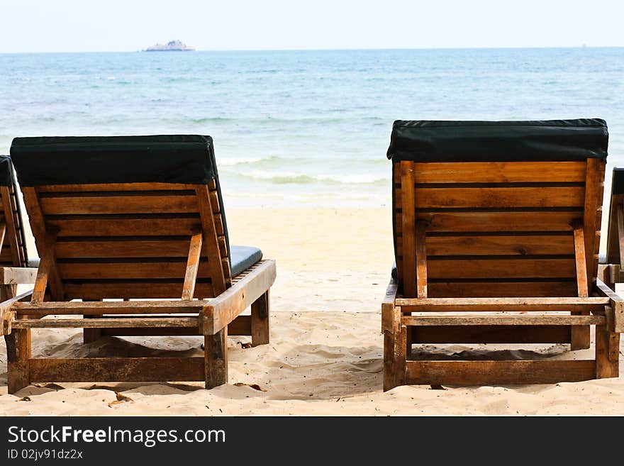 Beach bed in the front of Bungalow on Vong Dueng bay, Samed island of Thailand. Beach bed in the front of Bungalow on Vong Dueng bay, Samed island of Thailand