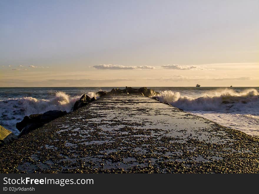 Pier in the winter sea