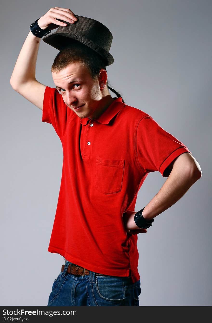 Young man in hat