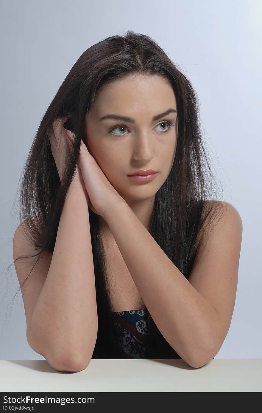 Portrait of young woman with make up