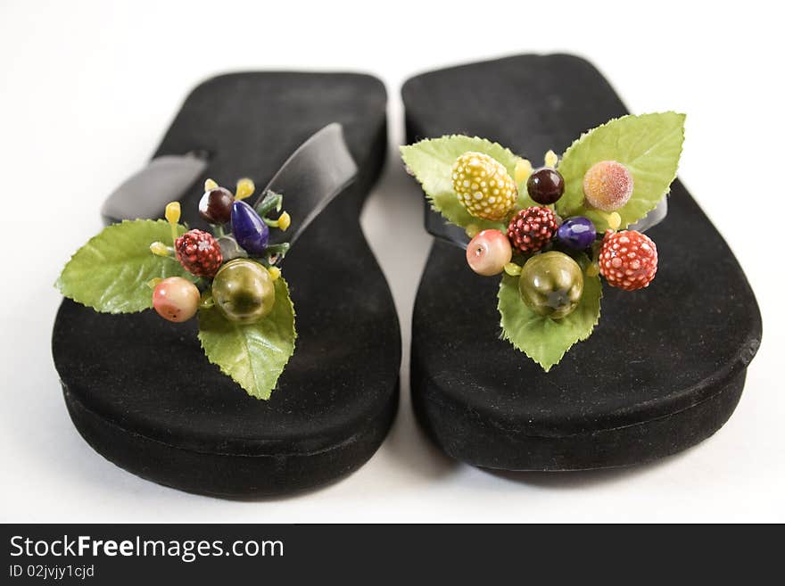 Beach slipper with flowers