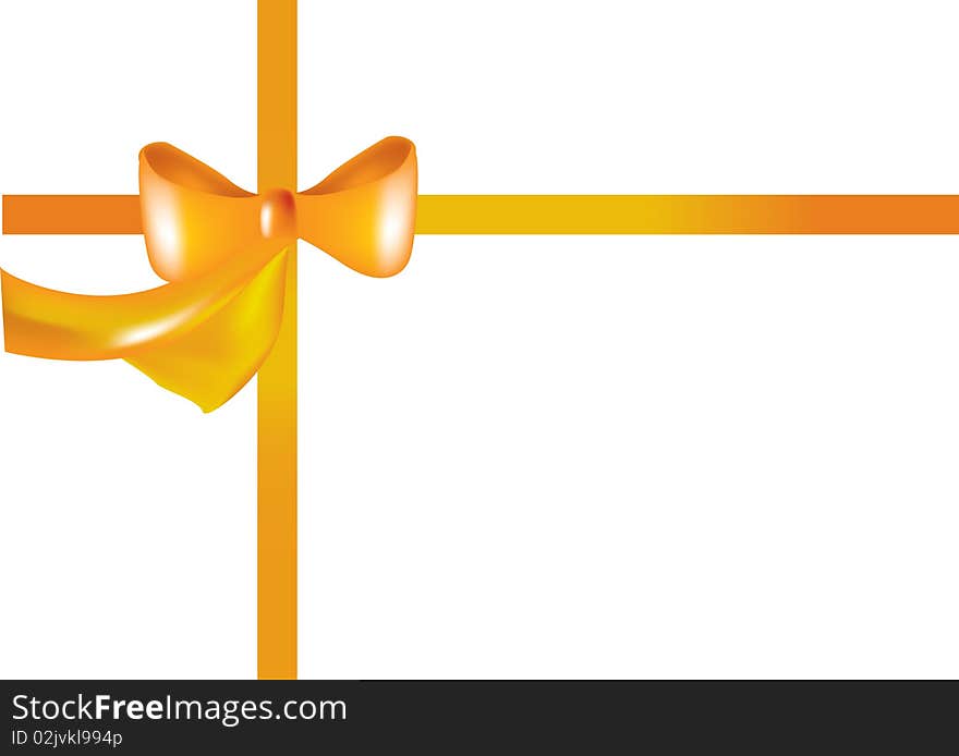 Yellow ribbon with a bow on a white background. Yellow ribbon with a bow on a white background