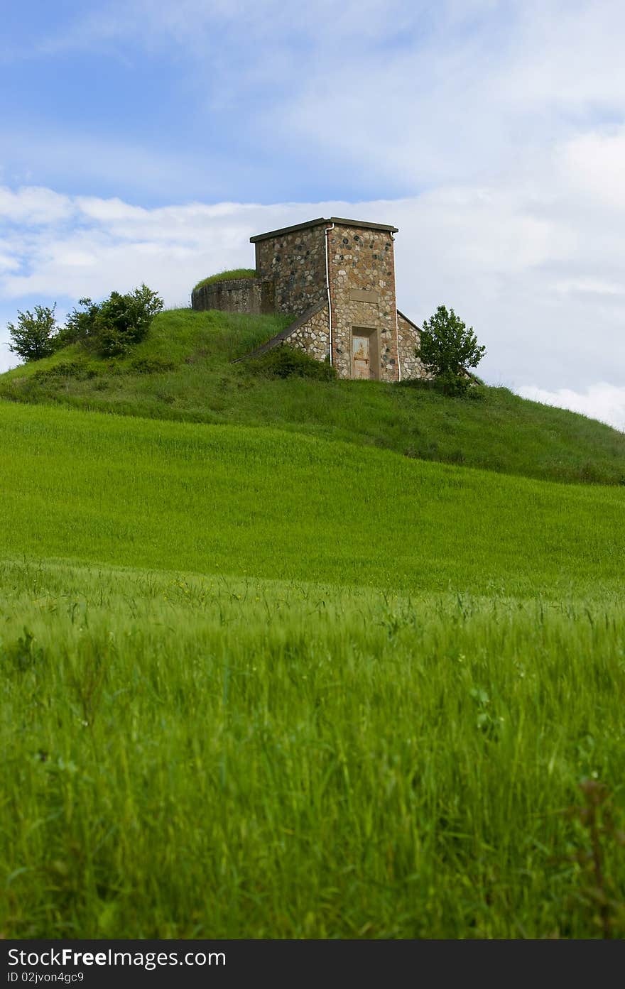 An aged house on top of a hill. An aged house on top of a hill