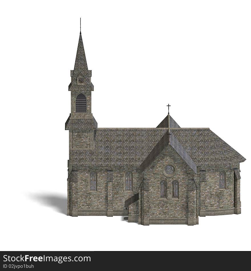 City Building Church. 3D rendering with clipping