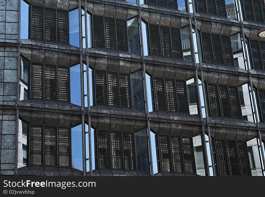 Window reflections of modern buildings located in Europe. Window reflections of modern buildings located in Europe