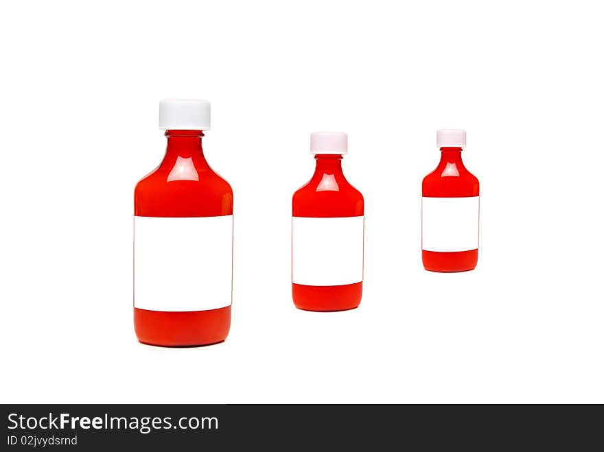 Prescription bottles on white background