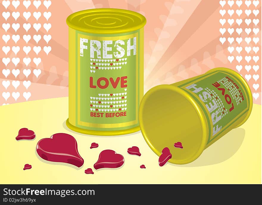 Fresh love on tin can with Best before field open for your note. Fresh love on tin can with Best before field open for your note