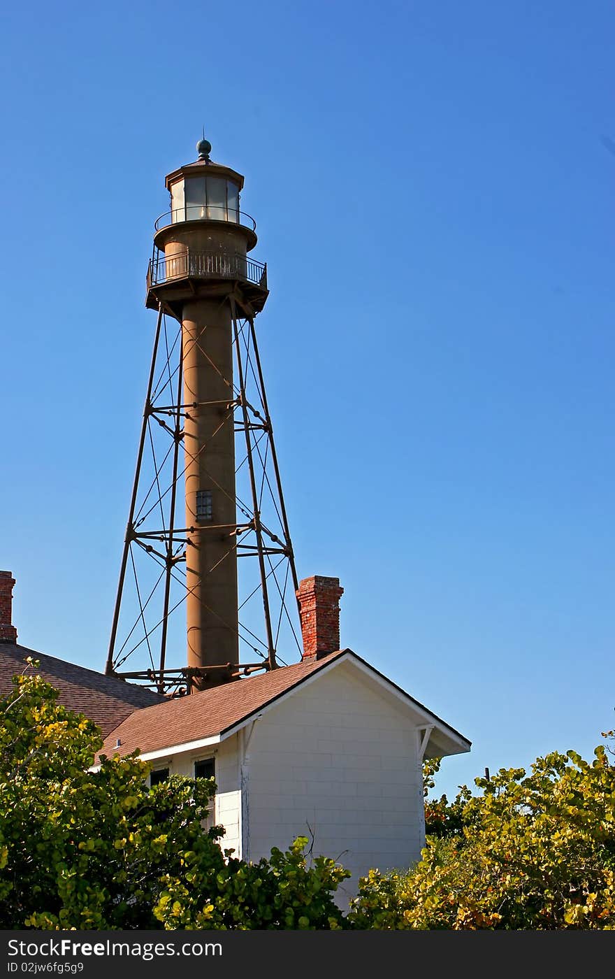 Historic lighthouse at midday Sanibel Island Florida