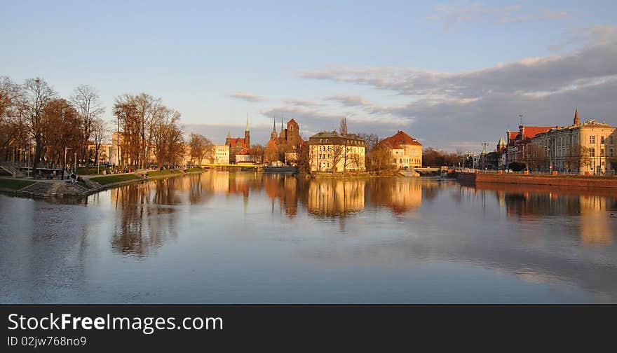 Wroclaw old town seen from the odra river, Poland. Wroclaw old town seen from the odra river, Poland.