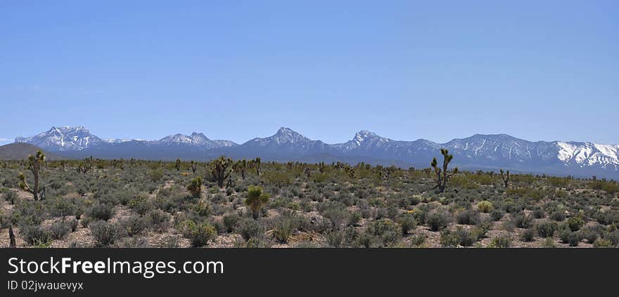 Panoramic photo of Spring Mountains range in southern Nevada. Panoramic photo of Spring Mountains range in southern Nevada