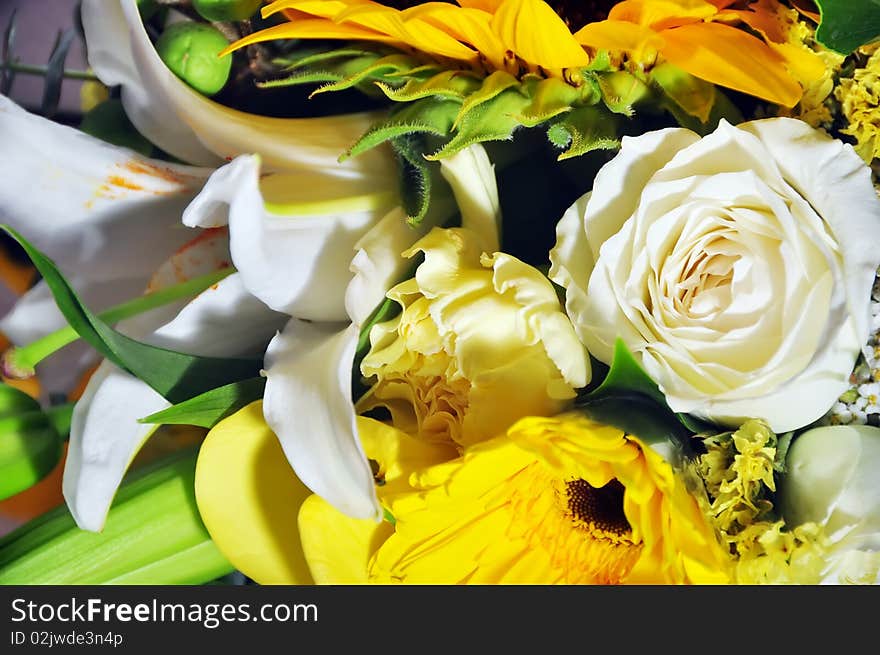 Dappled light on a wedding bouquet